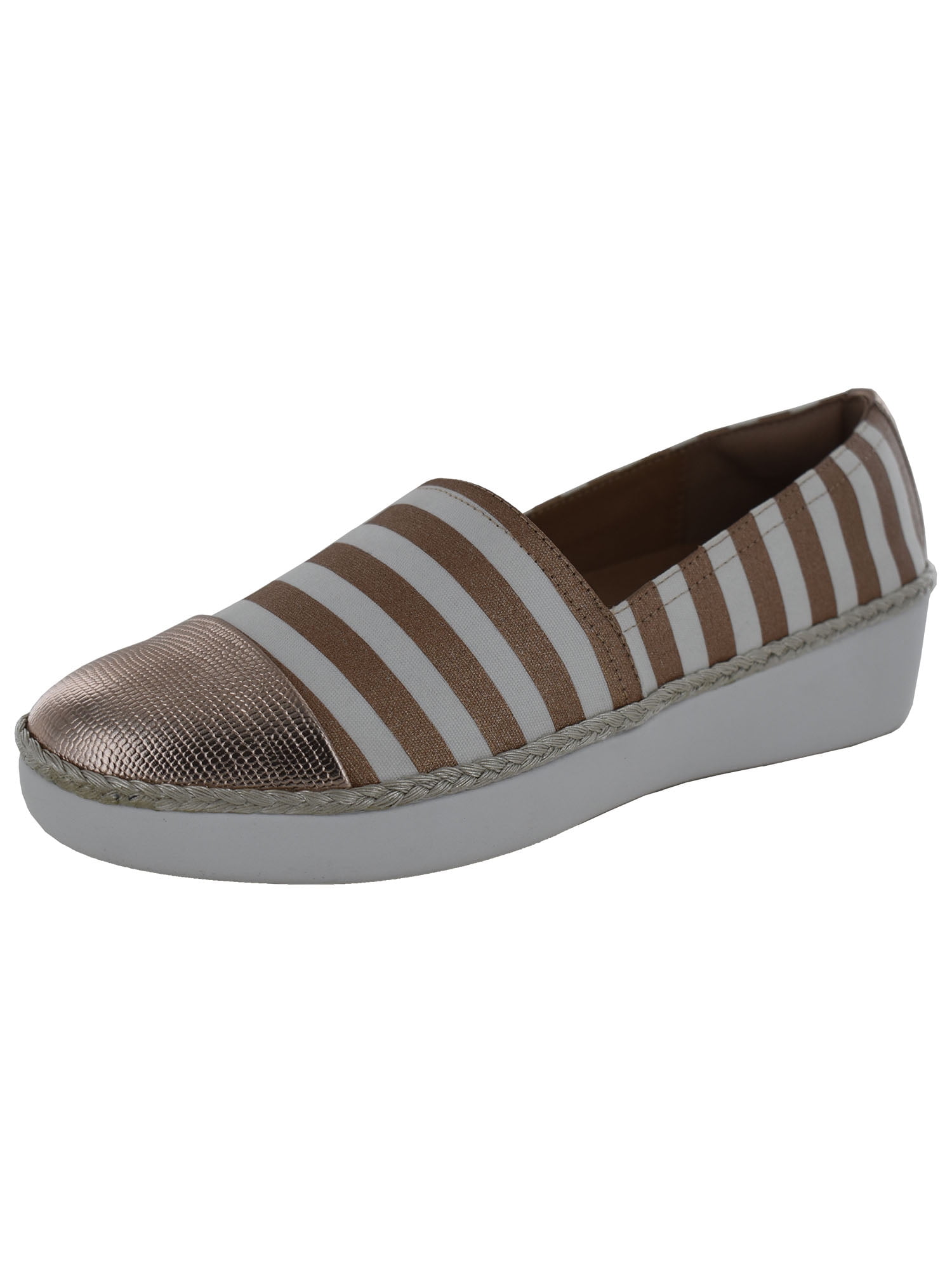 regen Tot helaas Fitflop Womens Dahlia Metallic Stripe Espadrille Shoes, White/Rose Gold, US  7 - Walmart.com
