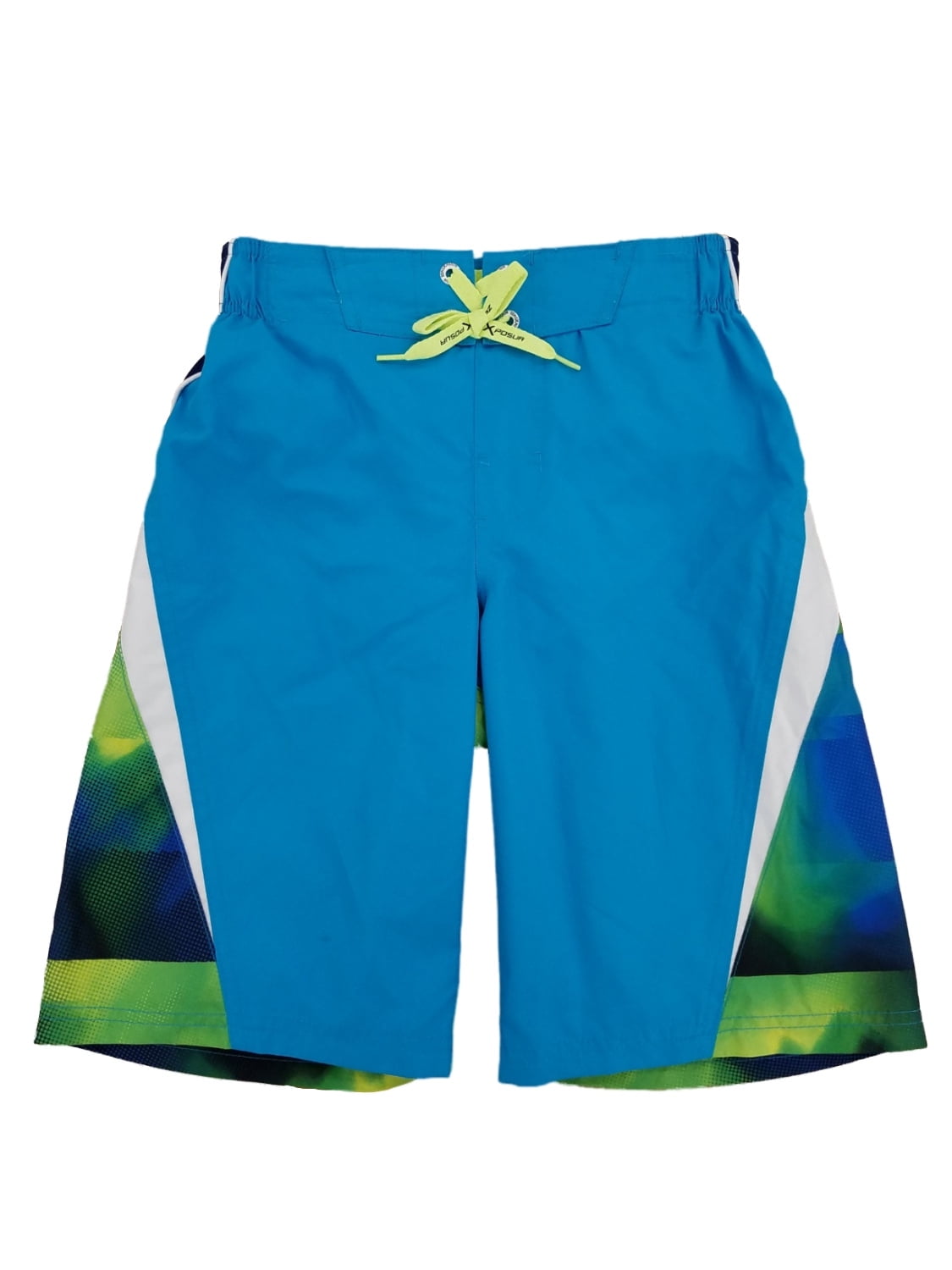 Boys White Plaid Cargo Swim Trunks Board Shorts 
