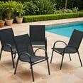 thumbnail image 6 of Homall Metal Outdoor Chair Set Stackable Patio Textilene Dining Chair Set of 4, Black, 6 of 7