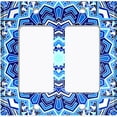 thumbnail image 6 of Metal Light Switch Plate Cover Teal Blue Mandala Icy Flower Tile Pattern MDL048, 6 of 13