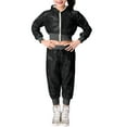 thumbnail image 2 of NAISIBABY Girls Dance Performance 2-Pieces Set, Long Sleeve Jacket Long Pants Sequined Sparkly Kids Fashion Outfits Black 1-2T, 2 of 3