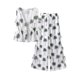 thumbnail image 1 of Conjunto de 2 piezas para mujer, traje estampado con cordones y cuello en V, sin mangas, con volantes, pantalones de pierna ancha divididos, verano 2024, 1 of 5