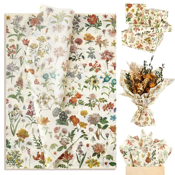 Papel de seda SUMMORO Floral Vintage Wildflowers 100 hojas