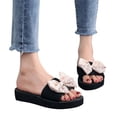 thumbnail image 6 of New Summer Flip-flops Linen Floral Flat Sandals Sandals for Women 2025 White 40, 6 of 8