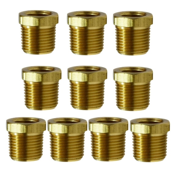 3/4" x 1/2" Male NPT x Female NPT Hex Bushing Reducer Brass Pipe Fitting 10-Pack