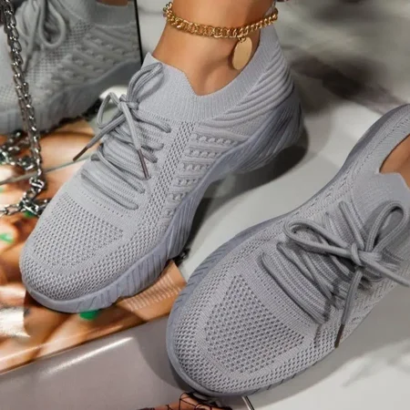 

Women‘s Leisure Knit Fashion Sneakers Thick Bottom Lace Up Low Top Casual Shoes Women‘s Footwear