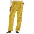 thumbnail image 3 of Wiyuqeen Women's Fuzzy Lounge Pants Comfy Warm Fleece Flannel Pajama Warm Elastic Waist Wide Leg Bottoms Solid Sleepwear with Pocket, 3 of 6