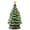 Green Snow Flocked, variant on 24" Hand Painted Ceramic Halloween Tree, Pre-Lit Decoration with 148 Multi-Color Lights, Jack-O-Lantern and Star Toppers