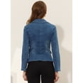 thumbnail image 4 of INSPIRE CHIC Chaqueta de mezclilla lavada de manga larga con botones y solapa con muesca para mujer Azules L, 4 of 5