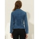 thumbnail image 4 of Allegra K Chaqueta de mezclilla lavada de manga larga con botones y solapa con muesca para mujer Azules XS, 4 of 5