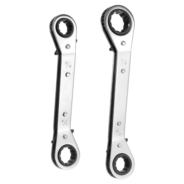 Uxcell 2 piezas 3/4" 5/8" 11/16" 7/8" SAE 25 grados llave de servicio de doble cabeza HVAC