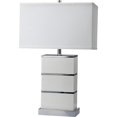 thumbnail image 1 of Benzara BM240925 Lampe de Table avec Corps de Conception de Bloc Empilé et USB Plugin&44; Argent, 1 of 5