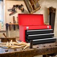 thumbnail image 6 of Portable Garage Tool Cabinet, 3 Drawer Mechanic Tool Box with Automatic Lock System, Steel Tool Organizer with Top Tray for Workshop – Black & Red, 6 of 8