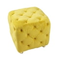 thumbnail image 6 of Yellow Velvet Ottoman Cube, Modern Upholstered Footstool, Small Accent Stool for Living Room, Bedroom, Entryway, 6 of 7