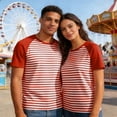 thumbnail image 2 of Striped Graphic Casual T-Shirt, Lightweight Crewneck Tee for Couples & Unisex – Summer Gym Workout Top, 2 of 4