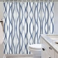 thumbnail image 3 of Pbobriich Navy Blue Striped Shower Curtains for Men Bathroom Abstract Modern Minimalist Shower Curtain with Hooks,72x72 Inches, 3 of 5