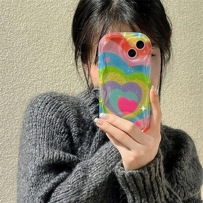 Rainbow Heart Phone Case Compatible with iPhone 14 Pro Max, Wavy Edge Cute Aesthetic Rainbow Twisted Glitter Love Heart Phone Cover for Women Girls - Walmart.com Rainbow Heart Phone Case Compatible with iPhone 14 Pro Max, Wavy Edge Cute Aesthetic Rainbow Twisted Glitter Love Heart Phone Cover for Women Girls - Walmart.com