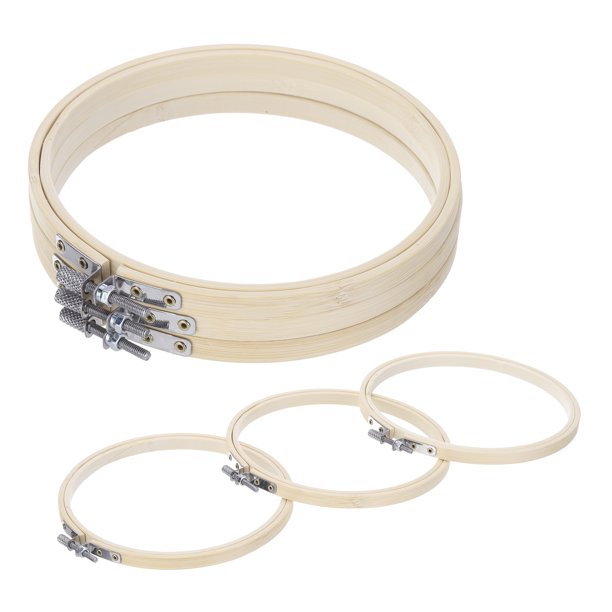 Uxcell 6 Pcs 6" Aros de Bordado Ajustables Redondos de Bambú para Costura de Arte Manual, Trabajo con Aguja DIY Decoración