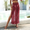 thumbnail image 7 of MELDVDIB Womens Mesh Skirt Elastic Waisted Hem Slit Elegant Summer Skirt Fashion Casual Solid Color Beach Cover-Up Long Skirts, 7 of 7