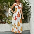 thumbnail image 4 of Autumn Harvest Maple Leaves Thanksgiving Sleeveless Dress Woman Fashion Long Dresses Women's Summer Suit Dress 2025, 4 of 7