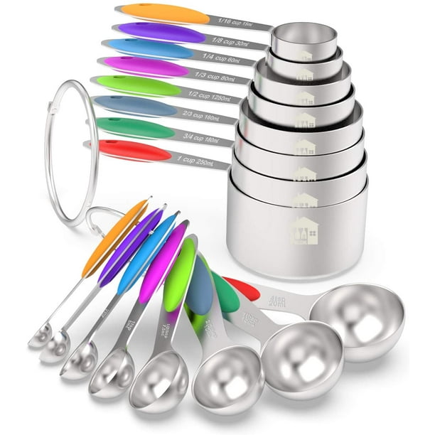 Measuring Cups & Spoons Set of 16 - KSCD Premium Stainless Steel