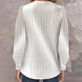 thumbnail image 4 of AXXD White Basic Summer Shirts for Women 2024 Casual Shirt Solid Long Sleeve Solid V-Neck BUttons Pullover Blouse Tops, 4 of 7