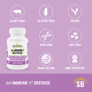 Stellar Biotics - del-IMMUNE V® DEFENSE 100mg - All-Natural Advanced Immune Support (+) - Immediate High Potency Immune System Care - Metabiotic Treatment, Next-Gen Probiotic Therapy (60 Capsules)