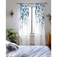 thumbnail image 3 of Blue Leaves Sheer Curtains 84 Inch Length 2 Panels Set for Living Room/Bedroom, Summer Botanical Kitchen Curtains with Grommet Semi-Sheer Curtains Drapes Voile Window Treatments 42"x84"x2, 3 of 7