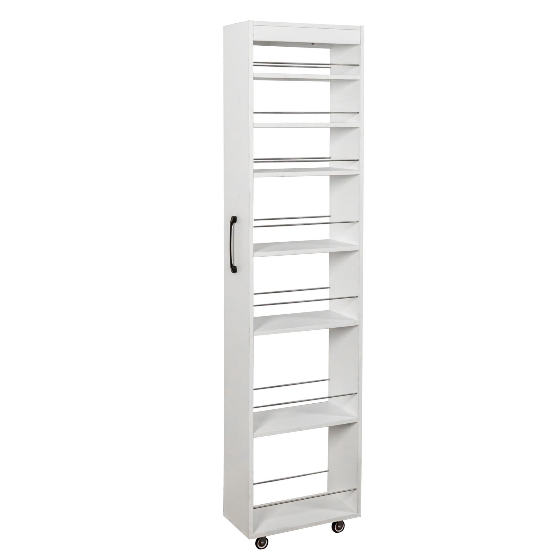 7 Tier Slim Rolling Storage Cart, Narrow Pull-Out Storage Organizer with Wheels, Space Saving Shelf for Kitchen, Bathroom, Laundry Room & Small Spaces, White