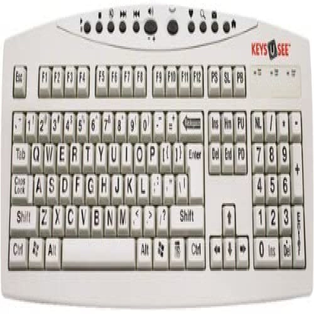 Large Print Low Vision Keyboard (Wired USB Connection) - Ivory Off 