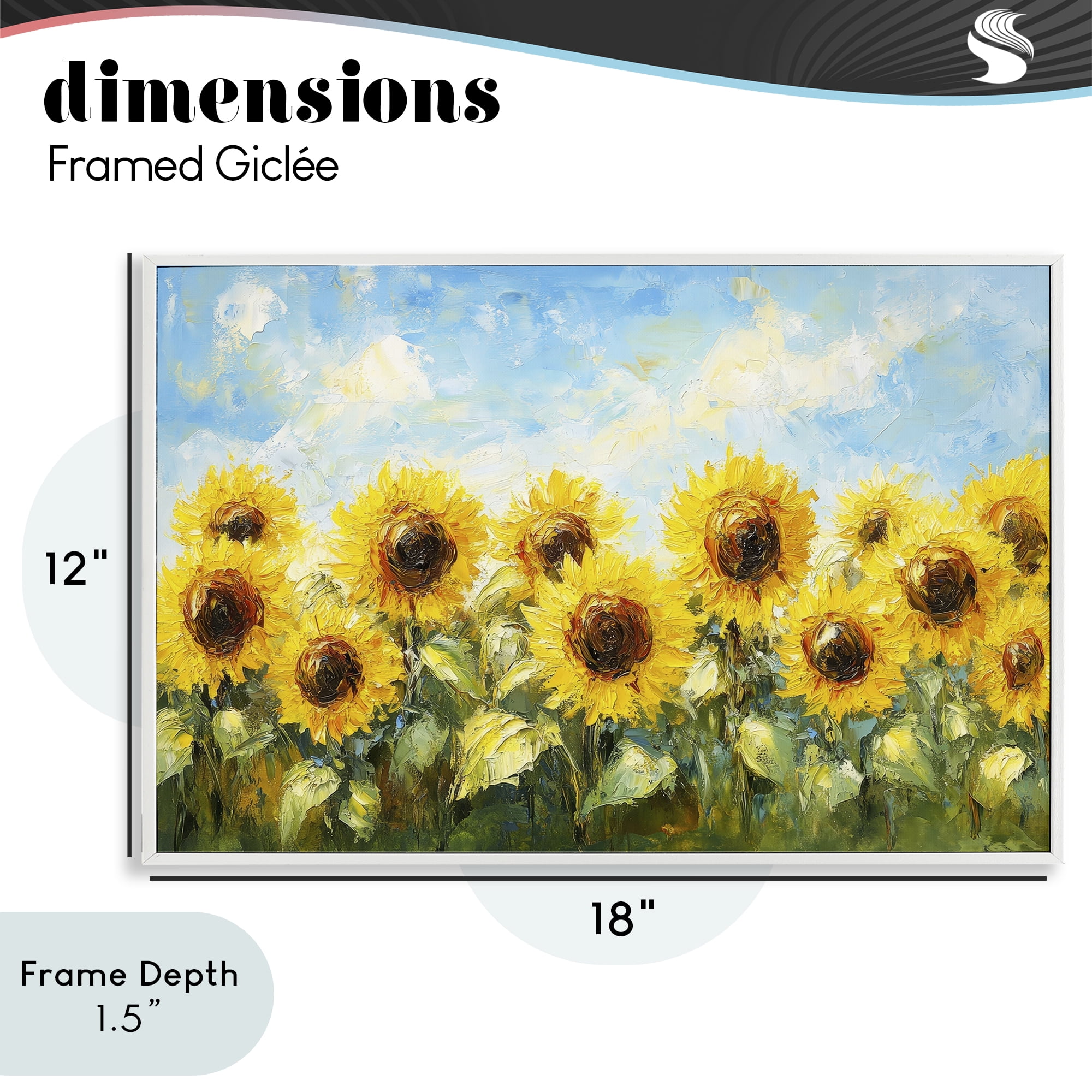 Stupell Industries Impressionist Sunflowers Horizon White Framed Giclee Art, design by Petal Prints Design