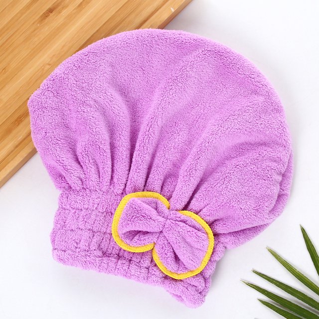 Toalla para el cabello de microfibra de secado rápido, toalla para el cabello súper absorbente para cabello mojado, accesorios de baño para mujeres con largo (púrpura)