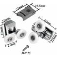 thumbnail image 2 of Ensemble de 4 Roulettes de Porte de Douche Double 23mm pour Porte de Douche Coulissante, 2 of 5