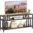 thumbnail image 4 of Garvee 65" TV Stand for TVs up to 75", Entertainment Center with 3-Tier Open Storage Shelves, Media Console Table with Quadruple-Tube Support for Living Room, Rustic Brown, 4 of 4