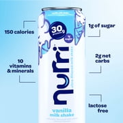 Nurri Ultra-Filtered Milkshake, 30g of Protein, Vanilla, 11 fl oz Can