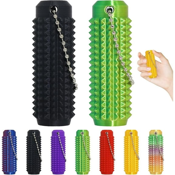 Little Ouchies Pain Fidget, Pain Stim Fidget for Stress Relief & Focus, Little ouchies, Mini Fidget Toys, 3D Printed with Hard Spiky Fidget Massage Keychain (Laser Green Black)