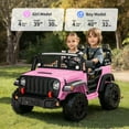thumbnail image 3 of Outfunny 24V Kids Ride on Truck, 4WD 2 Seater Electric Ride on Toys Car for Big Kids w/ Remote, 4x200W Motor - Light Pink, 3 of 10
