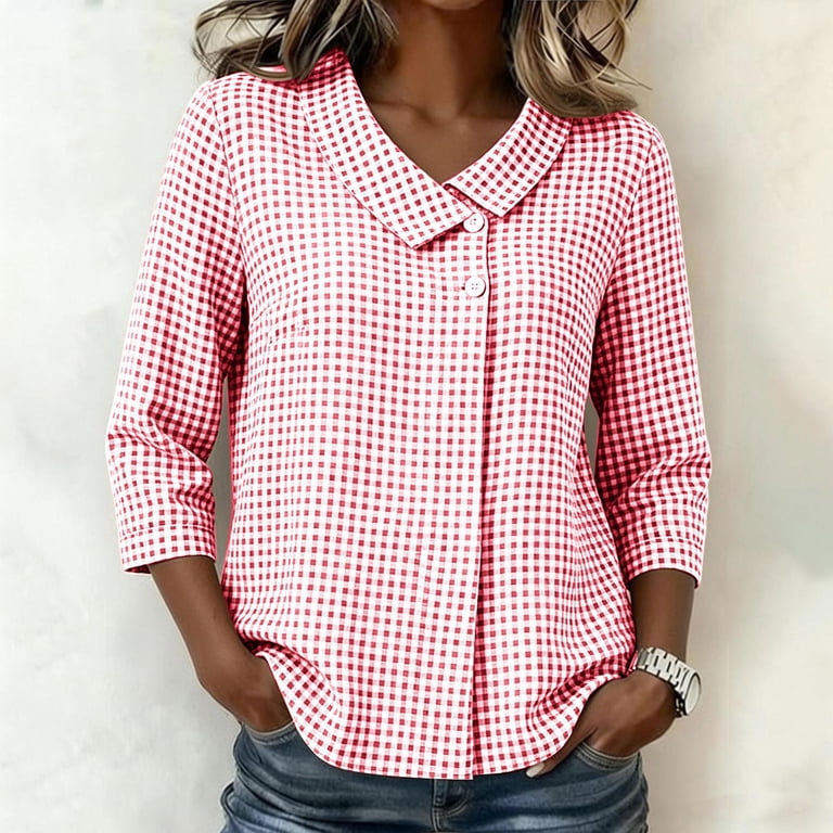 Enjoytime Ladies Tops and Blouses 3/4 Sleeve Collared V-Neck Button Down Blouses Business Casual Plus Size Womens Clothing - Walmart.com Enjoytime Ladies Tops and Blouses 3/4 Sleeve Collared V-Neck Button Down Blouses Business Casual Plus Size Womens Clothing - Walmart.com