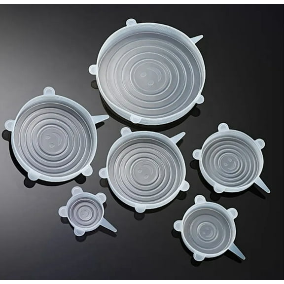 Reusable Silicone Stretch Lids , Silicon Bowl Covers,Various Sizes Cover Lid for Cups 6pcs Clear