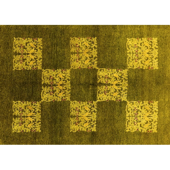 Ahgly Company Indoor Rectangle Oriental Yellow Industrial Area Rugs, 8' x 10'