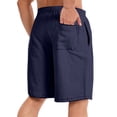 thumbnail image 3 of Domuza Men's Summer Beach Shorts Lightweight Elastic Waist Drawstring Casual Shorts with Pocket Navy S, 3 of 3