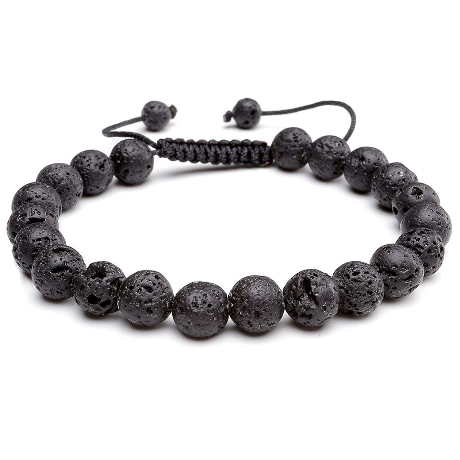 Fashion Silver Plated Lava Stone Zircon 8mm Beaded Macrame Bracelets Adjustable Fashion Silver Plated Lava Stone Zircon 8mm Beaded Macrame Bracelets Adjustable