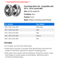 thumbnail image 2 of Front Brake Rotor Set - Compatible with 2013 - 2016 Lincoln MKZ 2014 2015, 2 of 2