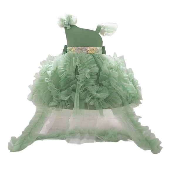 Hihipz Toddler Girl's Tutu Dress Formal Long Train Party Gown Dresses Cute Kids Girls Birthday Princess Pageant Dress,Sizes 3M-4T
