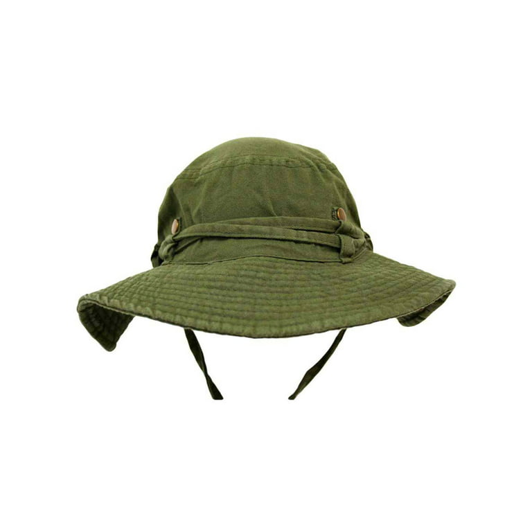 Luxury Divas Green Safari Style Cotton Hat with Chin Cord & Side Snaps, Adult Unisex, Size: One Size