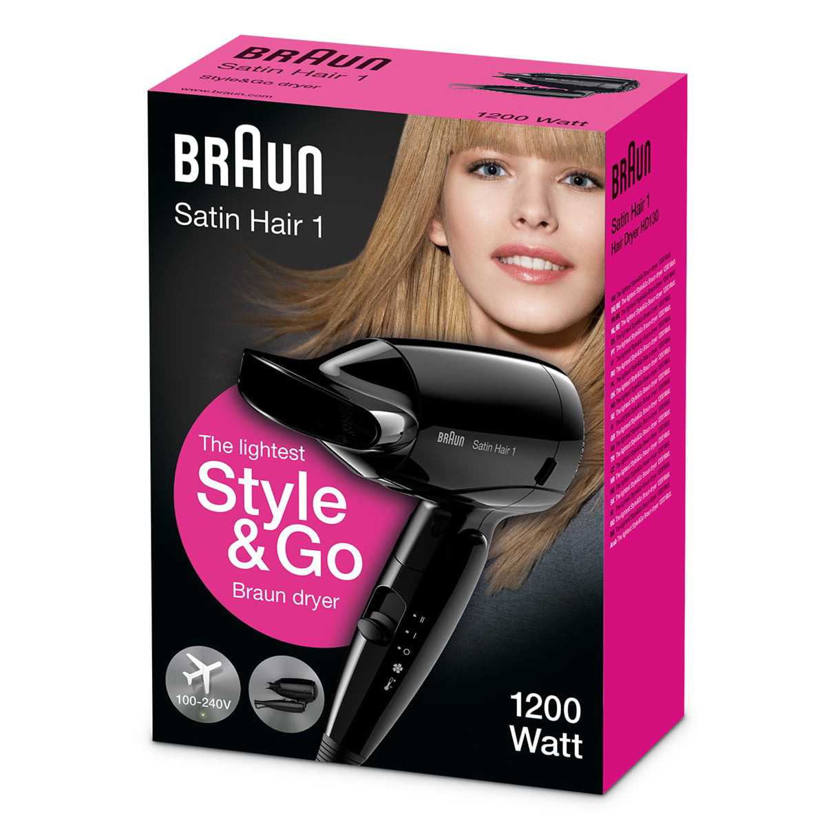 Braun Travel Hair Dryer Dual Voltage 110-220 Volt for WORLDWIDE USE -  