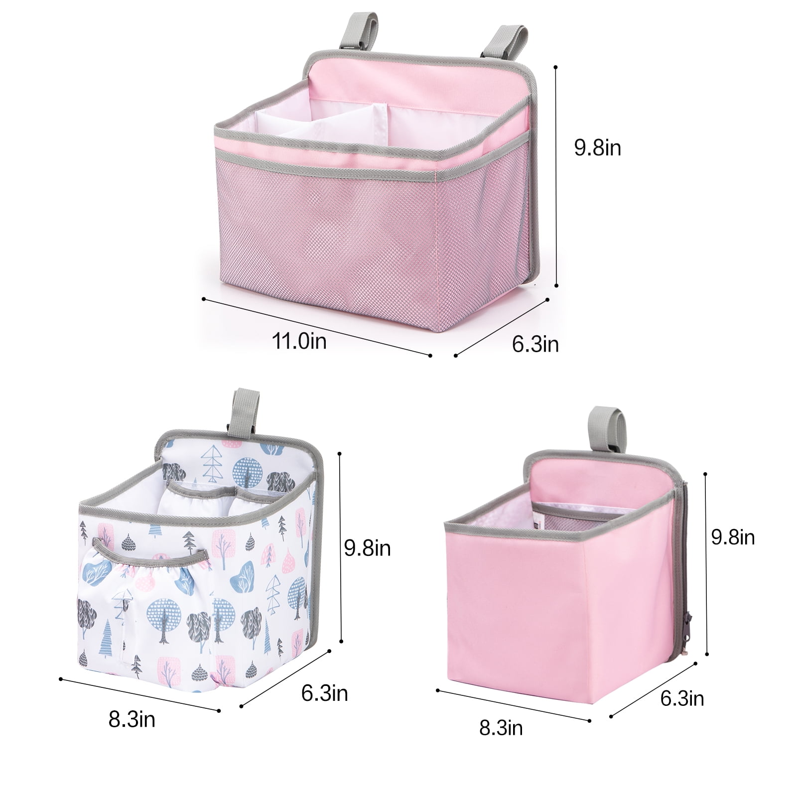 Baby Stroller Organizer Bag Bedside Caddy Diaper Storage Bin Hanging Storage Bag for Baby Bed/Baby Cart
