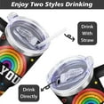 thumbnail image 3 of Rainbow Pride Flag Tumbler, LGBTQ Awareness Month Gifts, Retro Be You Travel Mug, Gay Pride Cups Lesbian Gifts for Women Men, 40 Oz Stainless Steel Tumbler With Handle & Straw, 3 of 5