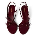 thumbnail image 2 of YDN Women Crisscross Strap Open Toe Sandals Buckled Thin Strap Kitten Low Heels Party Night Club Dressy Shoes Size 7 Burgundy, 2 of 4