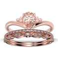 thumbnail image 1 of Gorgeous Minimalist 2.25 Carat Pear Cut Morganite And Diamond Moissanite Unique Engagement Ring, Affordable Wedding Ring, Two Matching Band in 10k Solid Rose Gold Gift For Her Love, Trio Ring Set, 1 of 4